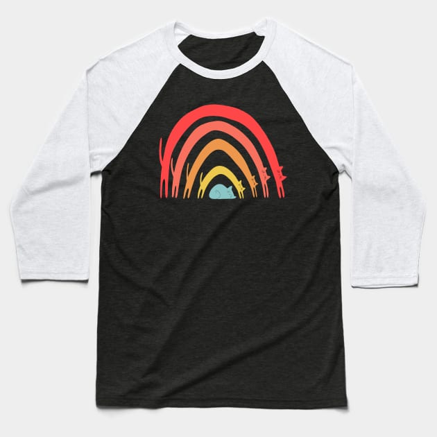 Cat Rainbow Baseball T-Shirt by KilkennyCat Art